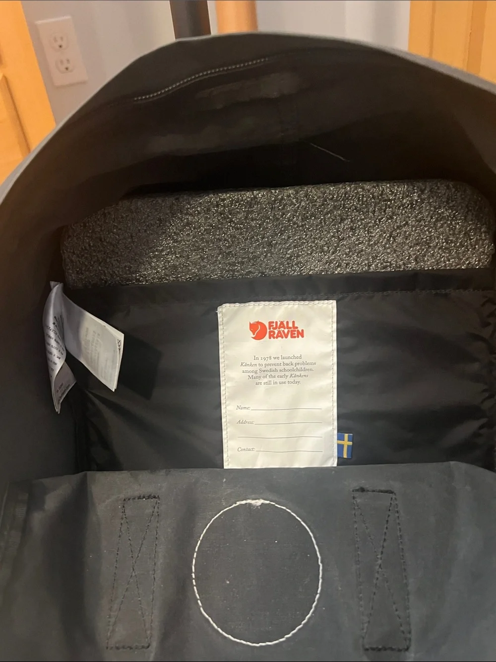 Fjallraven Kånken Black Backpack with Red Logo